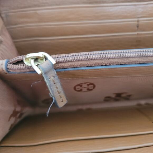 Tory Burch Emerson Large Continental Wristlet Wallet Moose Brown Pebble Leather - Picture 7 of 11